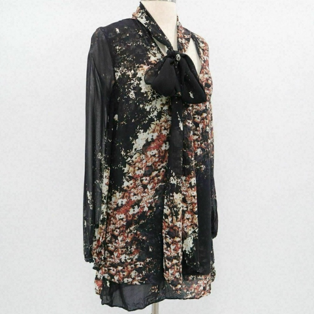 Intermix 100% Silk Tie Neck Tunic / Mini Dress – Size P (Petite) - Picture 3 of 10